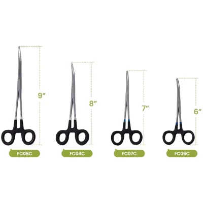 Curved Stainless Steel Fly Fishing Forceps Product Size