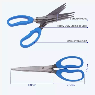 Stainless Steel Triple Blade Worm Scissors Product Size
