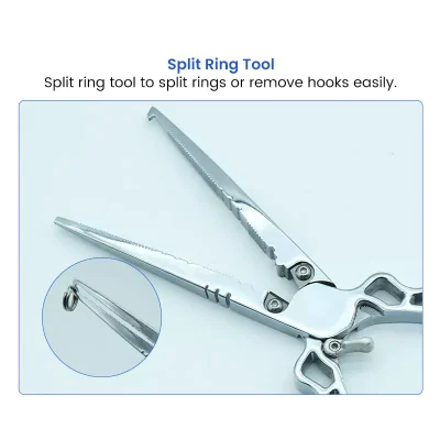 Split Ring Tool of 8 Inch Stainless Steel Long Nose Fishing Pliers